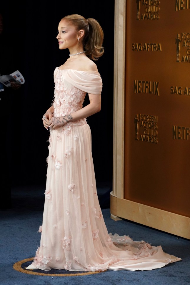 Ariana Grande arrives at the 31st annual Screen Actors Guild Awards on Sunday, Feb. 23, 2025, at the Shrine Auditorium in Los Angeles. (Photo by Jordan Strauss/Invision/AP)