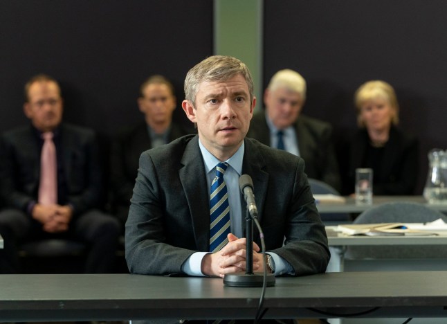 Editorial use only Mandatory Credit: Photo by ITV/REX (10412825c) Martin Freeman as Steve Fulcher. 'A Confession' TV Show, Series 1, Episode 5 UK - 2019 A Confession, is a British ITV 6 part drama starring Martin Freeman, which tells the real-life story of Detective Superintendent Steve Fulcher, who deliberately breached police procedure and protocol to catch a killer in a move that ended up costing him his career and reputation.