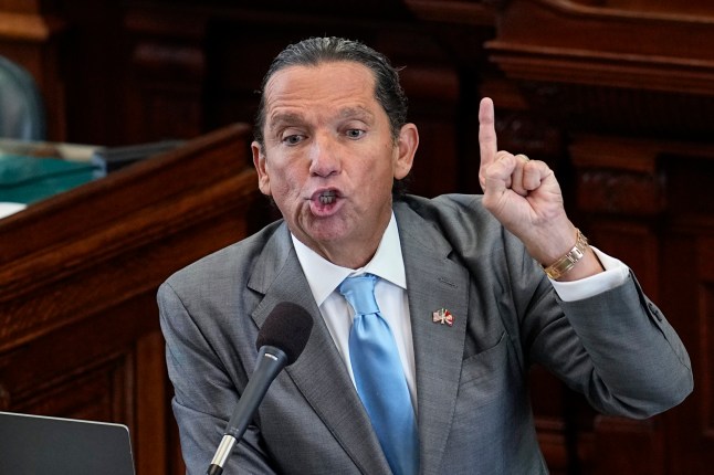 FILE - Attorney Tony Buzbee speaks in the Senate Chamber at the Texas Capitol, Friday, Sept. 15, 2023, in Austin, Texas. (AP Photo/Eric Gay, File)