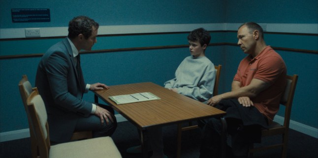 Adolescence. (L to R) Mark Stanley as Paulie Miller, Owen Cooper as Jamie Miller, Stephen Graham as Eddie Miller in Adolescence. Cr. Courtesy of Netflix ?? 2024
