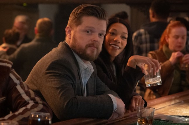 (L-R): Foggy Nelson (Elden Henson) and Kirsten Mcduffie, ADA (Nikki M. James) in Marvel Television's DAREDEVIL: BORN AGAIN,