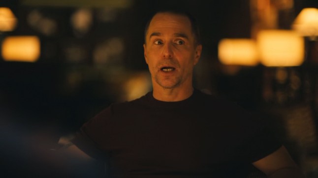 Sam Rockwell as Frank in White Lotus wearing a brown shirt