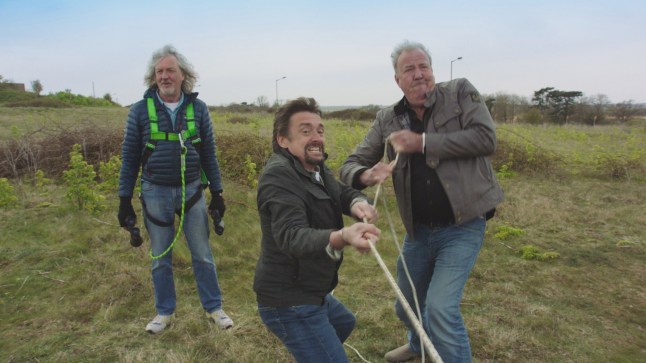 No Merchandising. Editorial Use Only. No Book Cover Usage. Mandatory Credit: Photo by Amazon/Everett/REX/Shutterstock (14213993a) THE GRAND TOUR PRESENTS, from left: co-hosts James May, Richard Hammond, Jeremy Clarkson, 'Carnage a Trois', (Season 4, ep. 404, aired in the US on Dec. 17, 2021). photo: ?Amazon / Courtesy Everett Collection Everett Collection - 17 Dec 2021